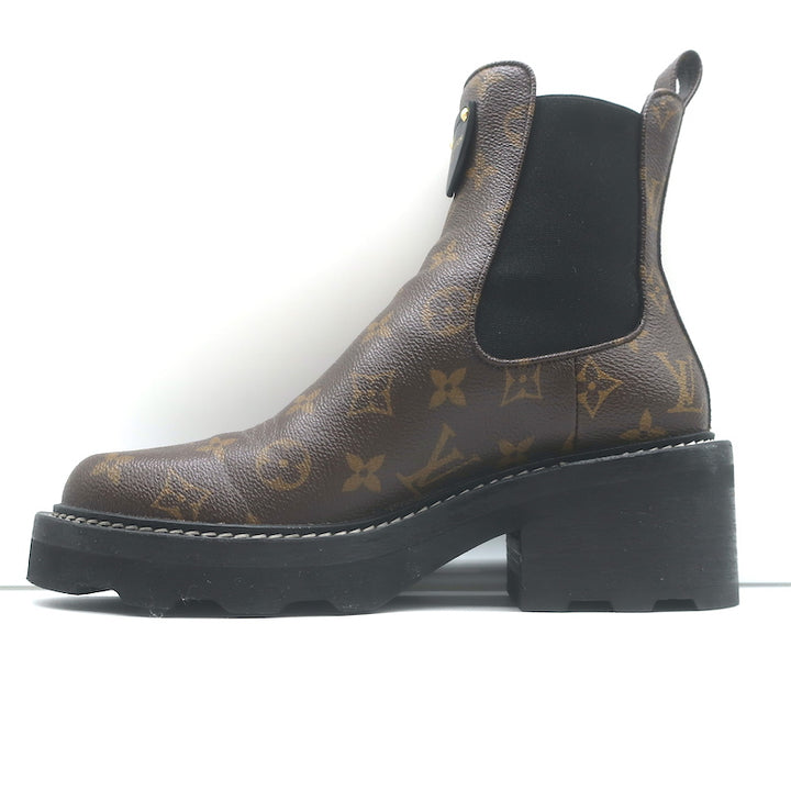 Louis Vuitton LV Beaubourg Ankle Boots Brown Monogram Canvas Size 38