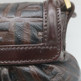 Fendi FF Zucca-Embossed Mini Chef Bag Dark Brown Leather