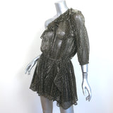 IRO One-Shoulder Ruffled Romper Payham Black/Gold Lurex Size 36 NEW