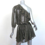 IRO One-Shoulder Ruffled Romper Payham Black/Gold Lurex Size 36 NEW
