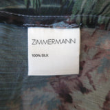 Zimmermann Winsome Ruffle Top Blue Floral Print Silk Size 1 Sleeveless Blouse