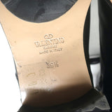 Valentino Floral Applique Combat Boots Black Leather Size 39.5