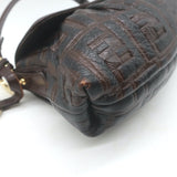 Fendi FF Zucca-Embossed Mini Chef Bag Dark Brown Leather
