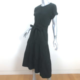 Veronica Beard Jeans Trail Tiered Midi Dress Black Stretch Cotton Size 6