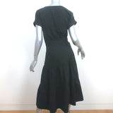 Veronica Beard Jeans Trail Tiered Midi Dress Black Stretch Cotton Size 6