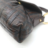 Fendi FF Zucca-Embossed Mini Chef Bag Dark Brown Leather