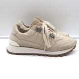 Brunello Cucinelli Shearling & Monili-Trimmed Running Sneakers Taupe Size 39