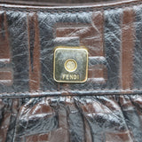 Fendi FF Zucca-Embossed Mini Chef Bag Dark Brown Leather