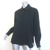 Harris Wharf London Coolmax Seersucker Shirt Black Cotton-Blend Size 42