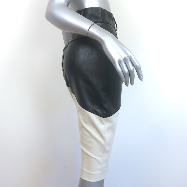 A.O.T.C Pencil Skirt Black Faux Leather &amp; Off-White Canvas Size Small NEW
