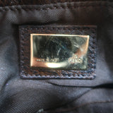 Fendi FF Zucca-Embossed Mini Chef Bag Dark Brown Leather