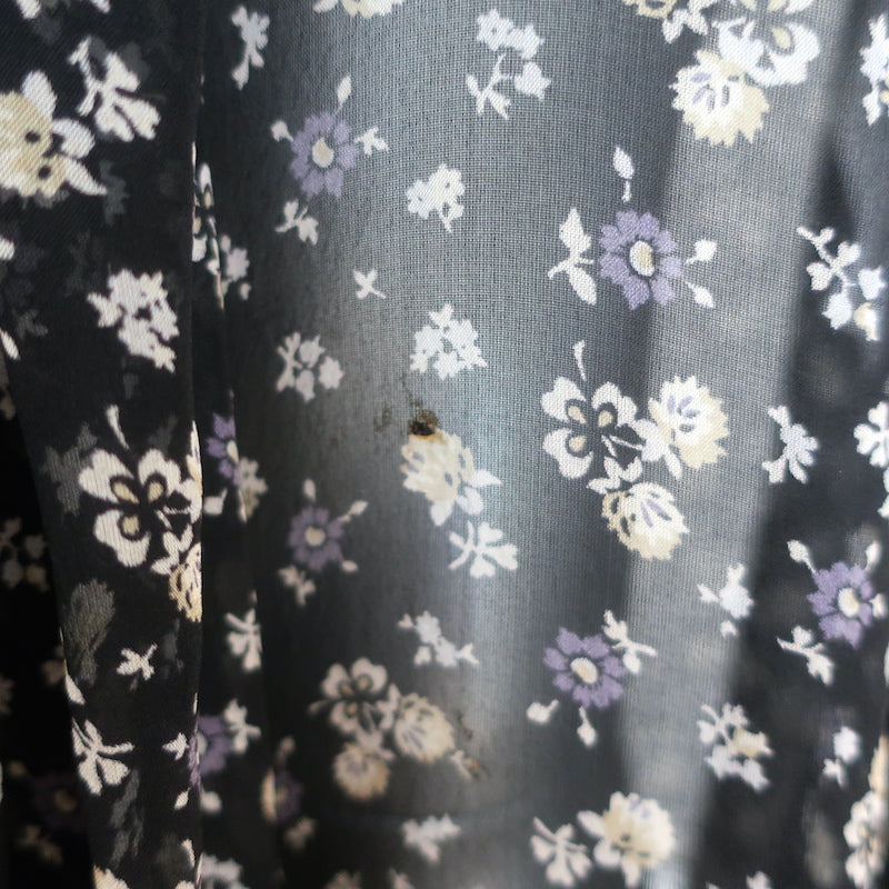 Alexander McQueen Draped-Front Blouse Black Floral Print Silk Chiffon Size 38