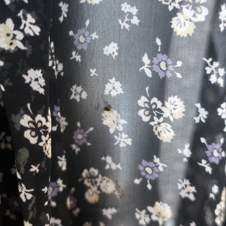 Alexander McQueen Draped-Front Blouse Black Floral Print Silk Chiffon Size 38