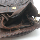 Fendi FF Zucca-Embossed Mini Chef Bag Dark Brown Leather