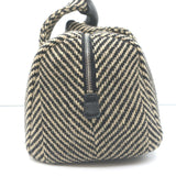 Chanel 2005 All Day Long Tweed Boston Bag Black & Beige Chevron