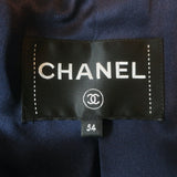 Chanel 17A Cosmopolite Fantasy Tweed Coat Navy/Silver Cotton-Blend Size 54 NEW