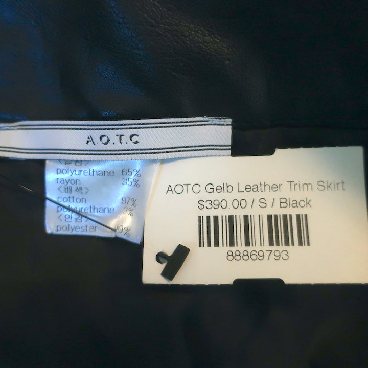 A.O.T.C Pencil Skirt Black Faux Leather &amp; Off-White Canvas Size Small NEW