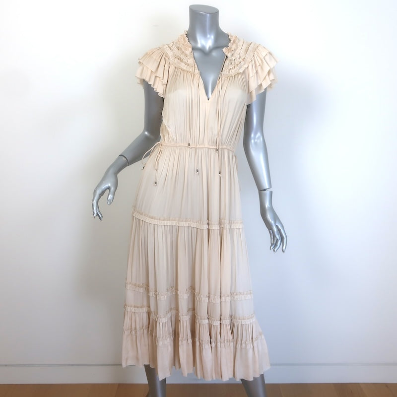Ulla Johnson Isadora Ruffle-Trimmed Tiered midi dress Sz 4, front