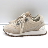Brunello Cucinelli Shearling & Monili-Trimmed Running Sneakers Taupe Size 39