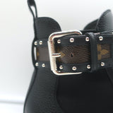 Louis Vuitton Discovery Ankle Boots Black Leather & Monogram Canvas Size 37.5