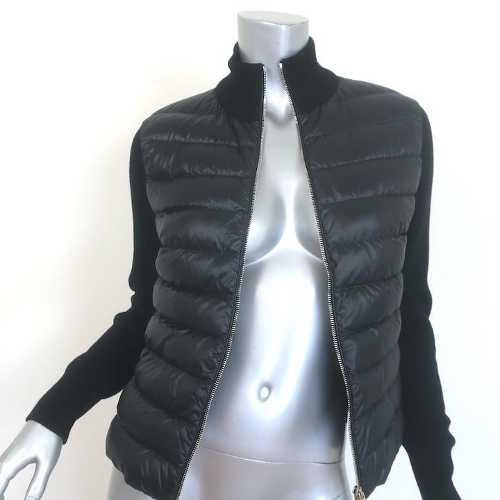 Moncler Padded Wool Zip-Up Down Puffer Cardigan Black Size Extra Small
