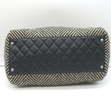 Chanel 2005 All Day Long Tweed Boston Bag Black & Beige Chevron