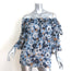 Chloe Off the Shoulder Blouse Blue Floral Print Cotton Size 36 Short Sleeve Top