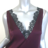 Stella McCartney Lace-Trimmed Satin Maxi Slip Dress Bordeaux Size 38 NEW