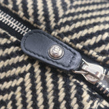 Chanel 2005 All Day Long Tweed Boston Bag Black & Beige Chevron