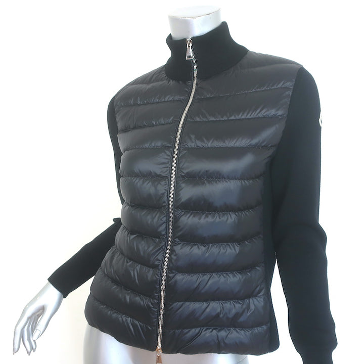 Moncler Padded Wool Zip-Up Down Puffer Cardigan Black Size Extra Small