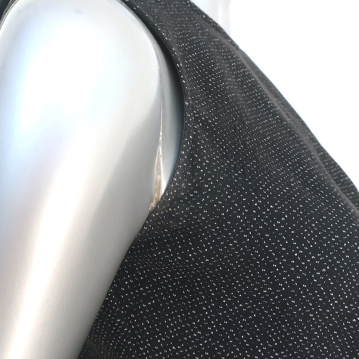 Lanvin Pleated-Side Dress Black Dotted Stretch Jersey Size 38 Sleeveless Sheath
