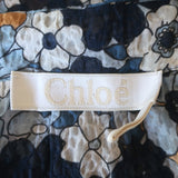 Chloe Off the Shoulder Blouse Blue Floral Print Cotton Size 36 Short Sleeve Top