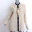 Gucci Contrast-Trim Ruffle Blouse Beige Silk Size 46 Long Sleeve Top NEW