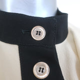 Gucci Contrast-Trim Ruffle Blouse Beige Silk Size 46 Long Sleeve Top NEW