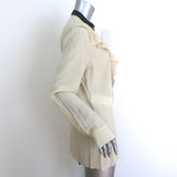 Gucci Contrast-Trim Ruffle Blouse Beige Silk Size 46 Long Sleeve Top NEW
