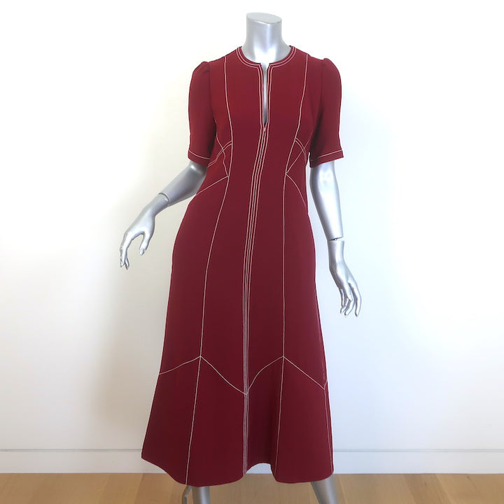 ME+EM Modern Twill Contrast Stitch Midi Dress Intense Red Size US 4 NEW