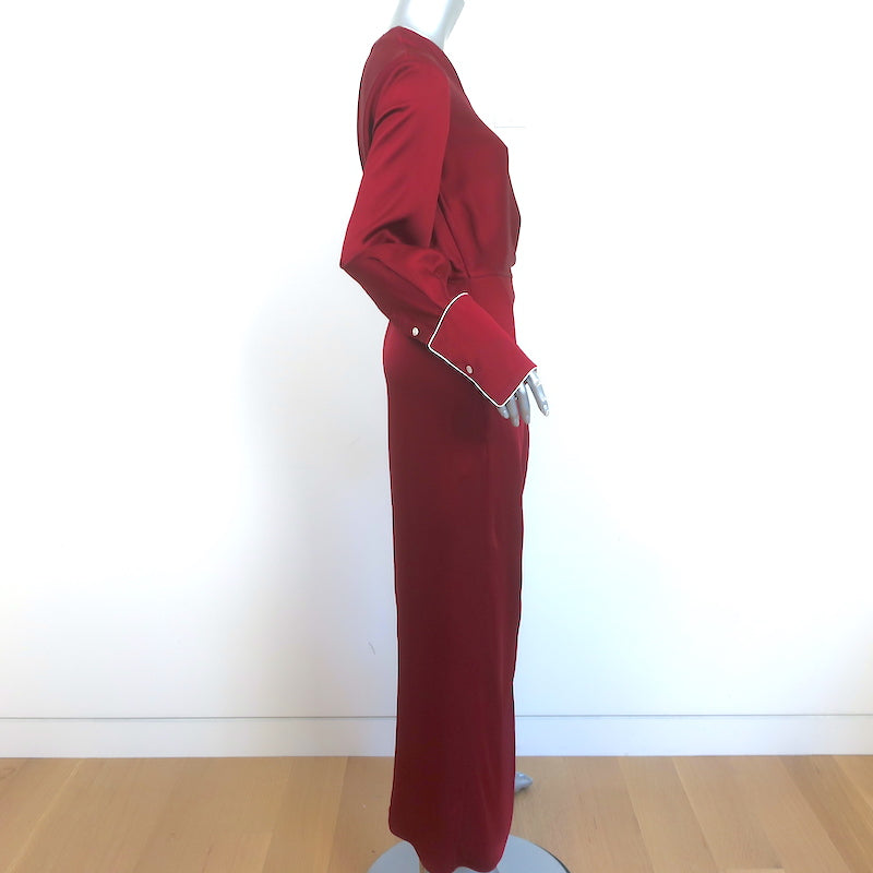 Monse One-Shoulder Pajama Dress Burgundy Satin Size 4