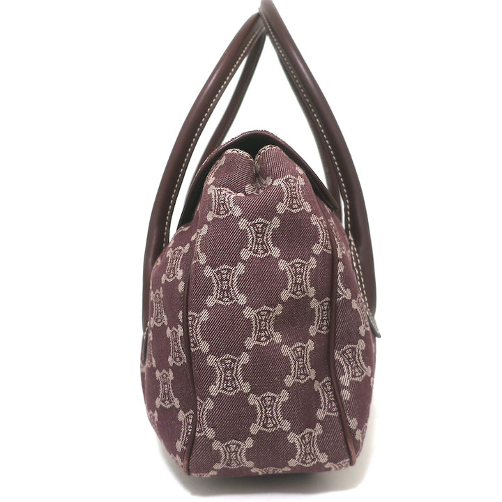 Vintage Celine Macadam Large Shoulder Bag Burgundy Triomphe Canvas