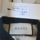 Gucci Contrast-Trim Ruffle Blouse Beige Silk Size 46 Long Sleeve Top NEW