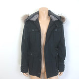 D&G Dolce & Gabbana Shearling & Fur Collar Wool Parka Jacket Charcoal Size 48