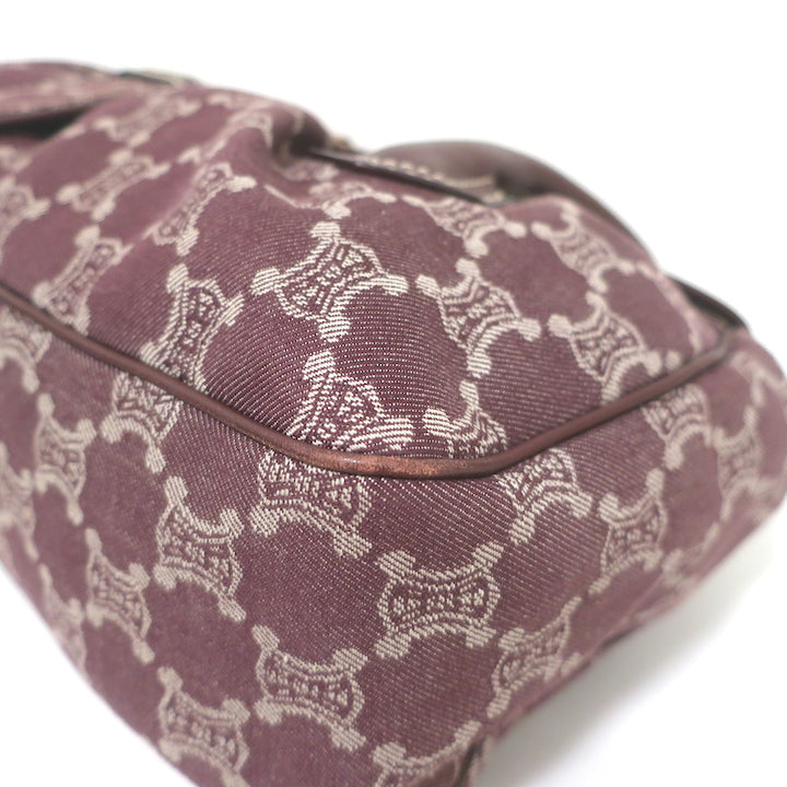 Vintage Celine Macadam Large Shoulder Bag Burgundy Triomphe Canvas