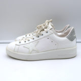 Golden Goose Purestar Sneakers White Leather with Silver Glitter Size 39