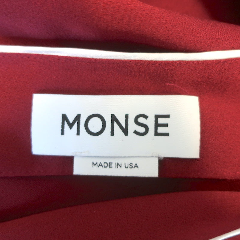Monse One-Shoulder Pajama Dress Burgundy Satin Size 4