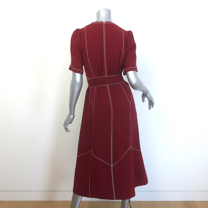 ME+EM Modern Twill Contrast Stitch Midi Dress Intense Red Size US 4 NEW