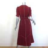 ME+EM Modern Twill Contrast Stitch Midi Dress Intense Red Size US 4 NEW