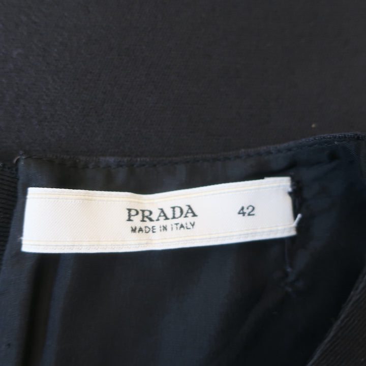 Prada Sleeveless Shift Dress Black Wool-Silk Size 42