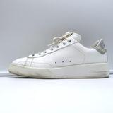 Golden Goose Purestar Sneakers White Leather with Silver Glitter Size 39
