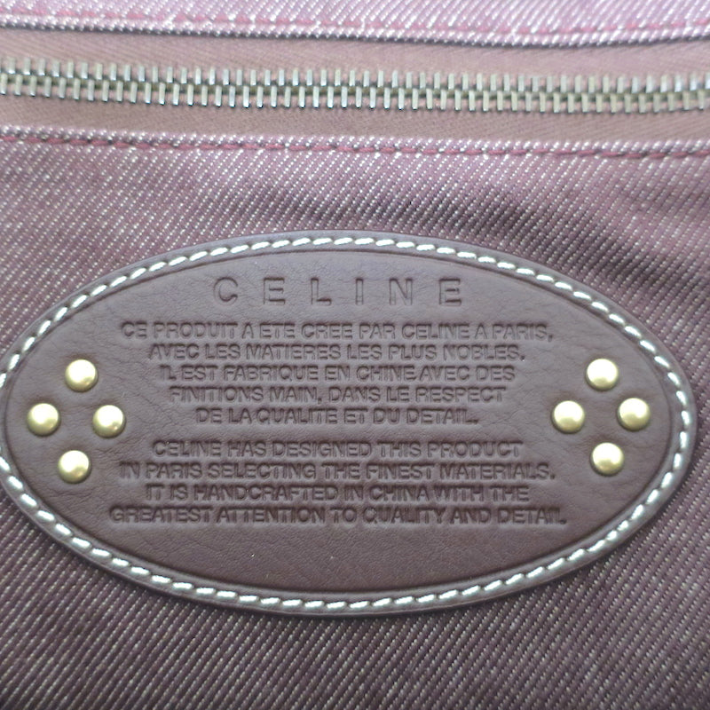 Vintage Celine Macadam Large Shoulder Bag Burgundy Triomphe Canvas