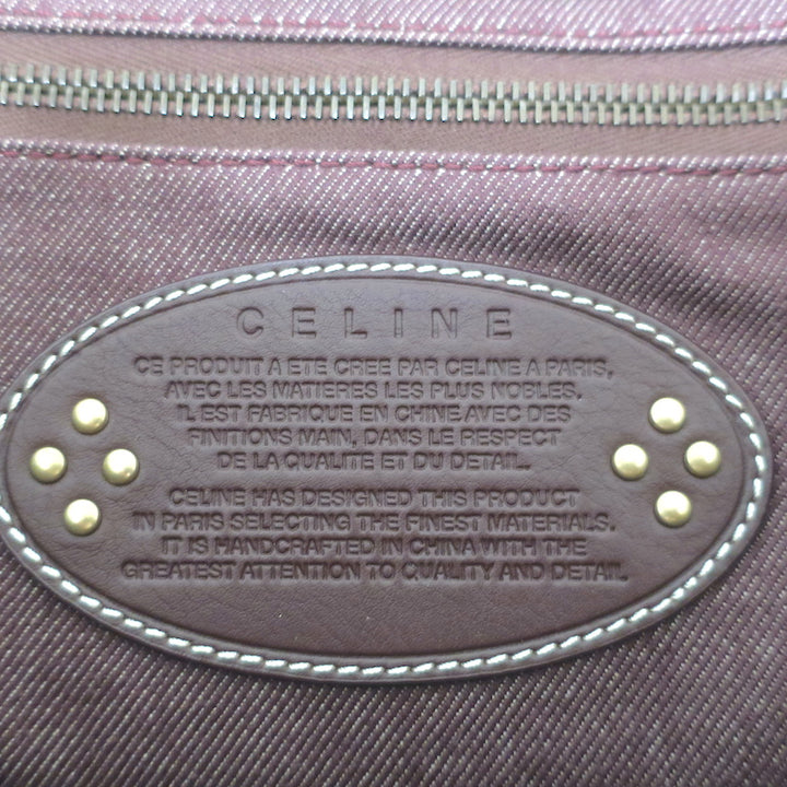 Vintage Celine Macadam Large Shoulder Bag Burgundy Triomphe Canvas