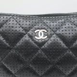 Chanel 2015 O Case Clutch Black Perforated Lambskin Leather